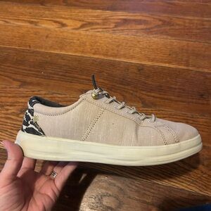 Hey Dude Beige and Black Sneakers